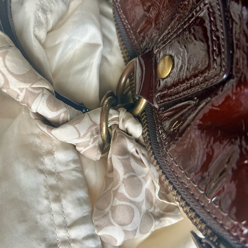 Coach Glossy Patent Leather Satchel in Deep Burgundy - Picture 6 of 16